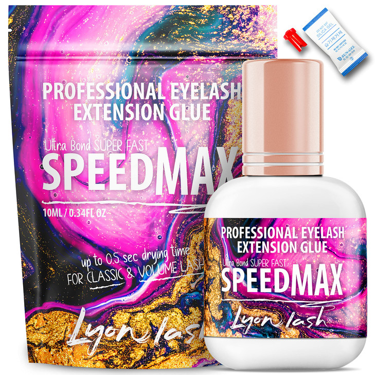Lyon Lash SPEEDMAX Eyelash Extension Glue 0313 Sec Dry Time Up to 8 Weeks Retention Black Adhesive Supplies for Professi