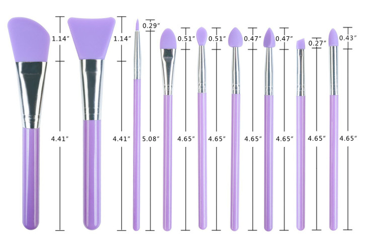 LORMAY 9 Pcs Silicone Makeup Brush Set Applicator for Face Care Eyeliner Eyebrow Eye Shadow Lip Makeup and UV Epoxy Resi