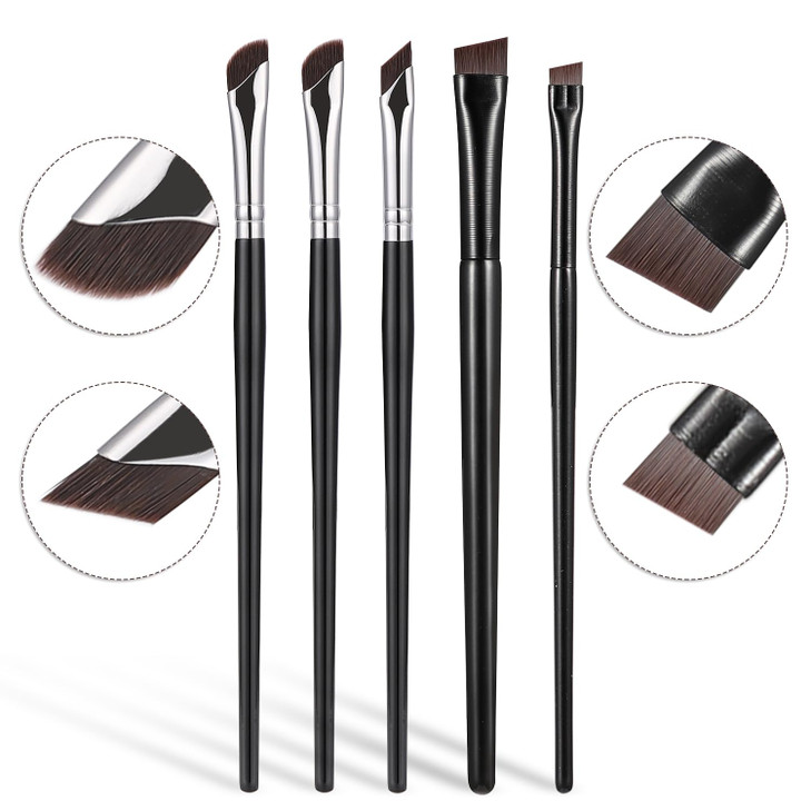 Etercycle 5Piece Set Eyeliner Brushes for Precision Makeup Application Fine Angled Ultra Thin Slanted Flat Angle for Pro