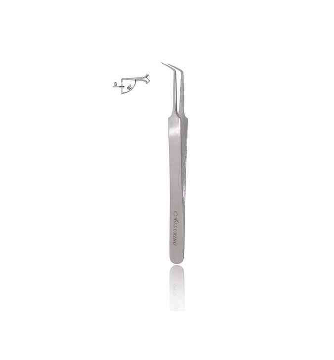 Alluring Silver Tweezers for Eyelash Extension for Volume Lashes 3D 5D 6D lashes 90 Deg