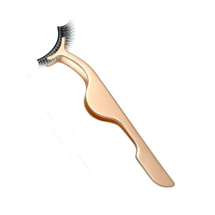 EIAKE False Eyelashes Applicator Tool Eyelash Extension Tweezers Remover Clip Tweezers Nipper Golden