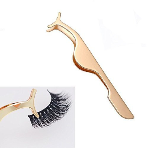 EIAKE False Eyelashes Applicator Tool Eyelash Extension Tweezers Remover Clip Tweezers Nipper Golden