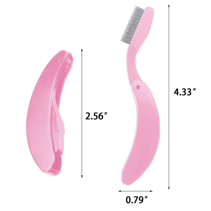 4 Packs Folding Eyelash Comb Stainless Steel Metal Teeth Eyebrow Separator Comb Lash and Brow Makeup Applicator Brush Pr
