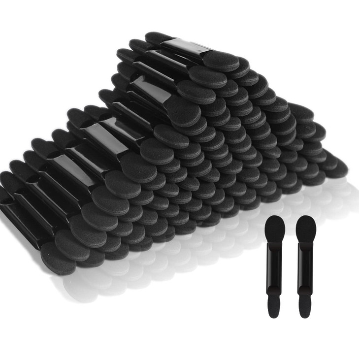Deksias Disposable Dual Sided Eye Shadow Sponge Applicator Oval Tipped Eyeshadow Brushes Makeup Applicators 50PCS black