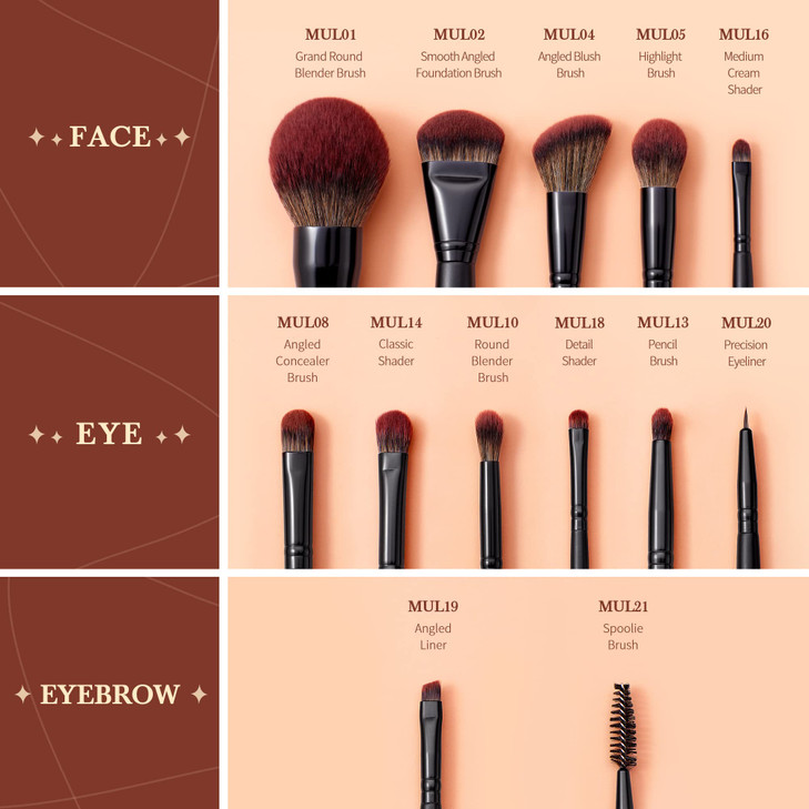 Jessup Full Makeup Brushes Set 13pcs Professional Vegan Foundation Powder Contour Blush Highlight Eyeshadow Blending Con