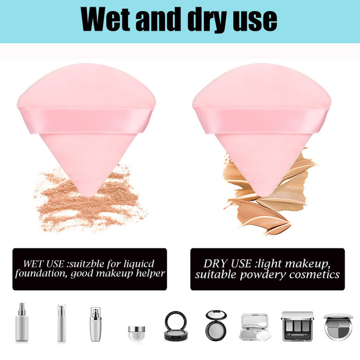 8 Pcs Cotton Powder Puff FaceJASSINS Triangle super soft for Both dry and wet Makeup SettingConcealerLoose and Body Powd