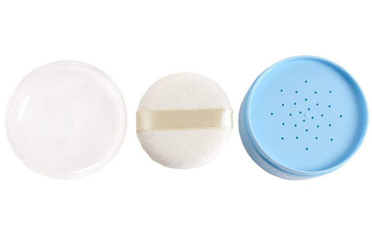 Onwon 2 Pieces AfterBath Puff Box Empty Body Powder Container Dispenser Case with Sifter and Powder Puffs for Home and T