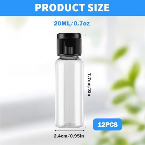12 Pack Plastic Travel Bottle with Flip Lid Empty Container Jar for Sample Emollient Shower Gel Emulsion Cosmetic Water