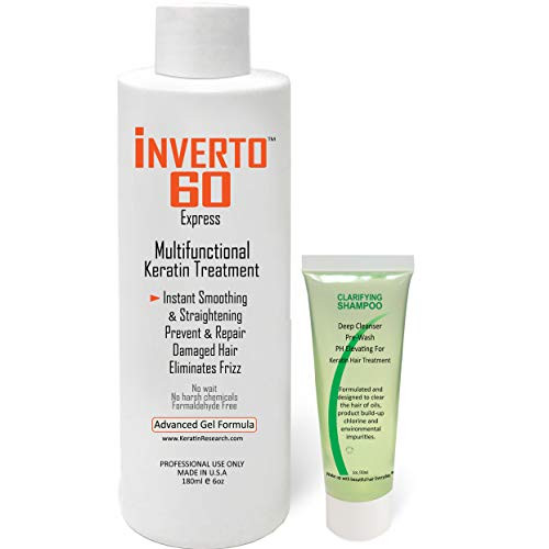 INVERTO 60 Advanced Gel Complex Brazilian Keratin Hair Blowout Treatment Formaldehyde Free Straightening Smoothing and R