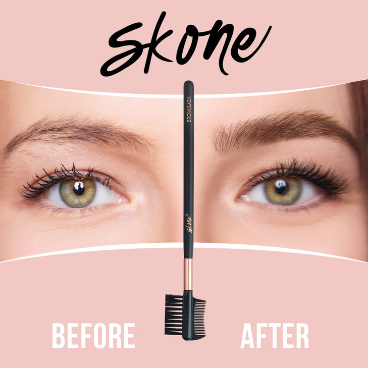 Skone Cosmetics Eyebrow Brush and Comb Luxe Premium Rose Gold Eyelash Brush and Eyelash Comb Professional Grade Nylon Ey