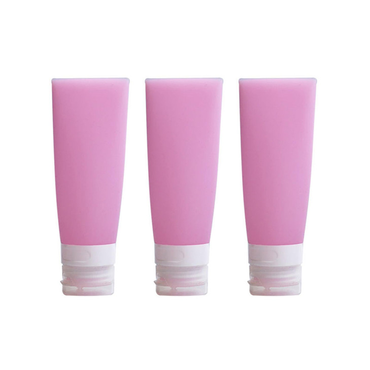3PCS Empty Refillable Pink Soft Silicon Squeeze Tube Portable Travel Bottle Cosmetic Containers Storage Holder For Cream