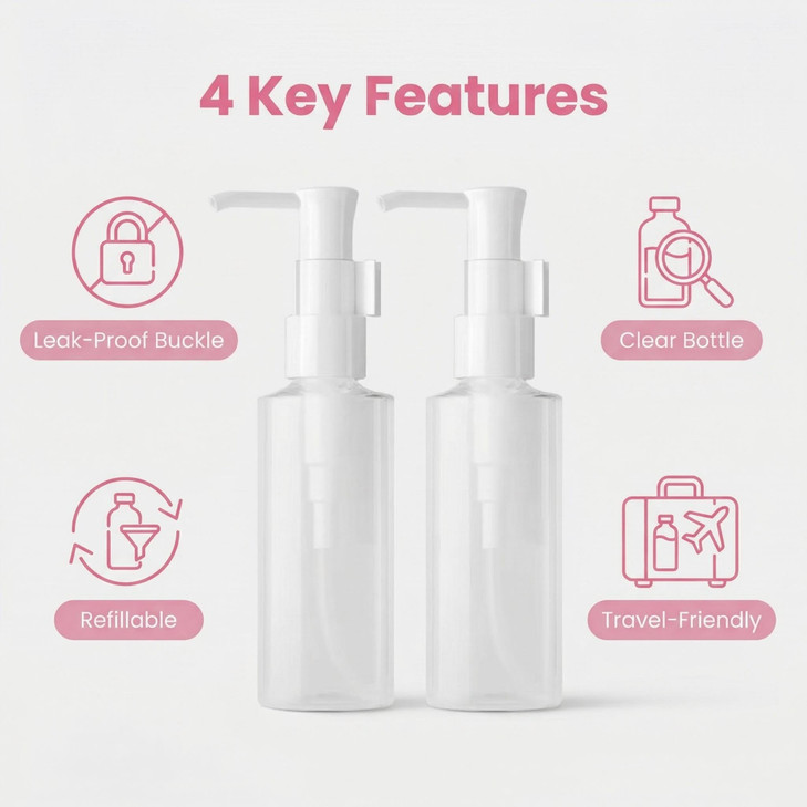 2PCS 150ML 51OZ Transparent Empty Plastic Press Bottle with White Pump Head Emulsion Shower Gel Shampoo Cleansing Oil St