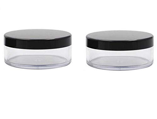 LASSUM 2 Pieces 50 ml Plastic Empty Powder Case Portable Loose Powder Container with Sifter and Lids