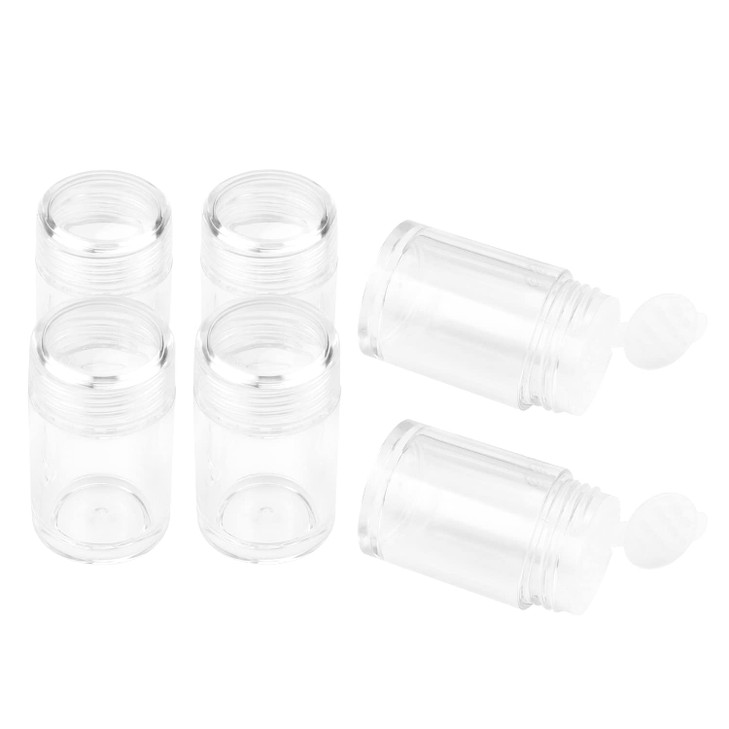 6 Pcs 10ml Loose Powder Container Jar Clear Plastic Travel Cosmetic Glitter Powder Eye Shadow Powder Box Pots Bottles Wi