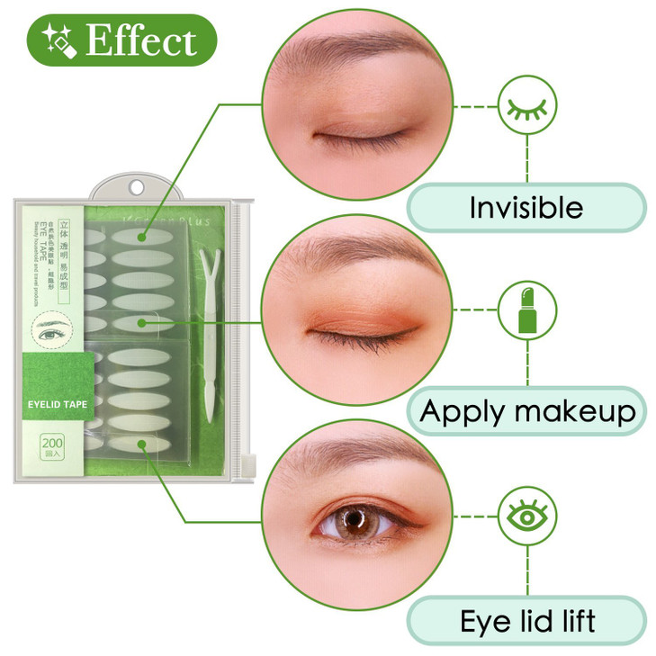 200 Pairs Natural Invisible One Side Eyelid Tape Stickers Waterproof Breathable SelfAdhesive Eyelid Lift Strip Instant E