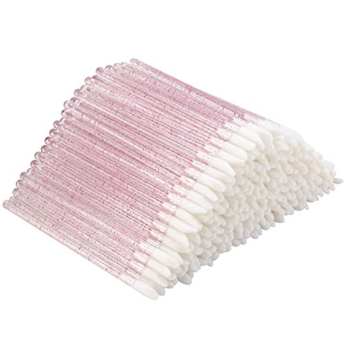 300 Counts Lip Applicators Disposable Lip Brushes Crystal Lipstick Lip Gloss Wands Pink