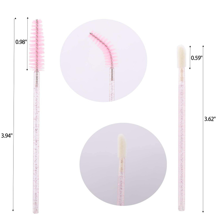 Tbestmax 200 Disposable Mascara Wand and Lipstick Applicator Wands Crystal Lip Gloss Brush Lash Spoolies for Eyelash Ext