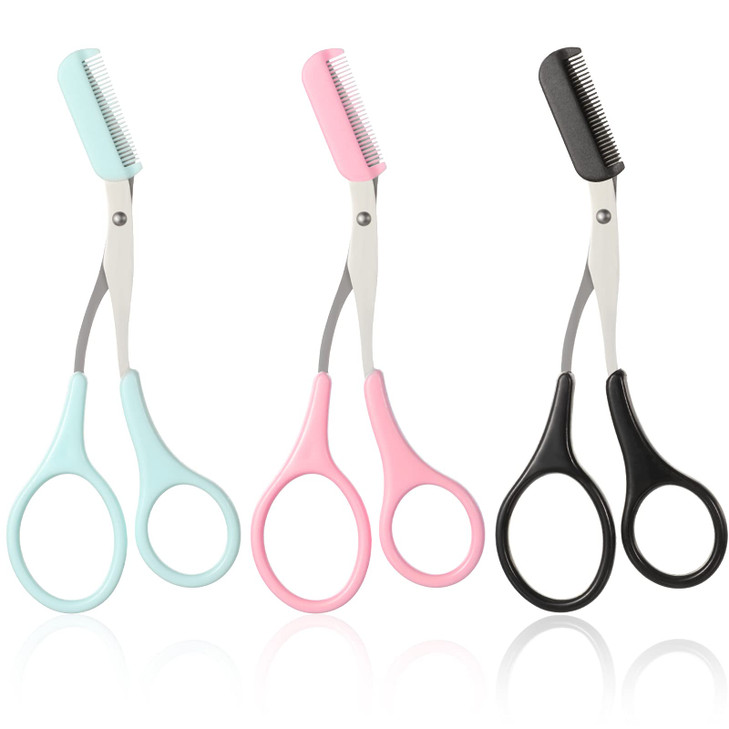Eyebrow Trimmer Scissors with Comb Eyebrow Shaping Cut Scissors Non Slip Finger Grips Hair Removal Beauty Accessories fo