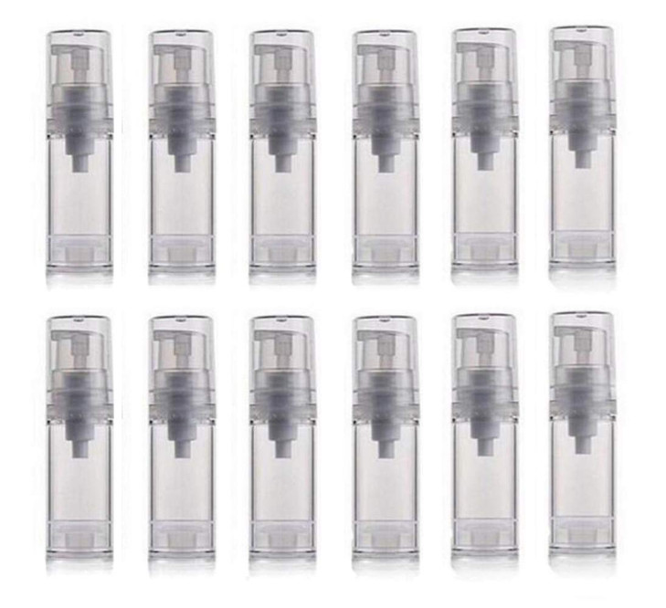 XINGZI 12Pcs 5ml Empty Airless Vacuum Pump Bottle Refillable Plastic Cream Lotion Bottle Travel Sample Bottles for Cosme