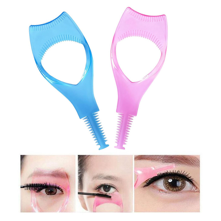 3PCS Random Color Plastic Makeup Upper Lower Eye Lash Mascara Applicator Guard With Comb Eyelashes Curlers Applicators F