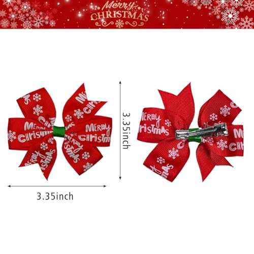 Totelux Christmas Bow Hair Clips Xmas Tree Snowman Santa Claus Hair Bows Alligator Clips Merry Christmas Hairpin Hair Barrette for Girls Winter Birth
