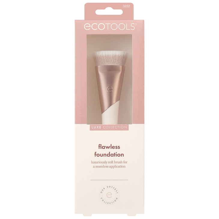 EcoTools Ecofriendly Luxe Flawless Foundation Makeup Brush for Liquid Cream Foundation Dense Synthetic Bristles EcoFrien