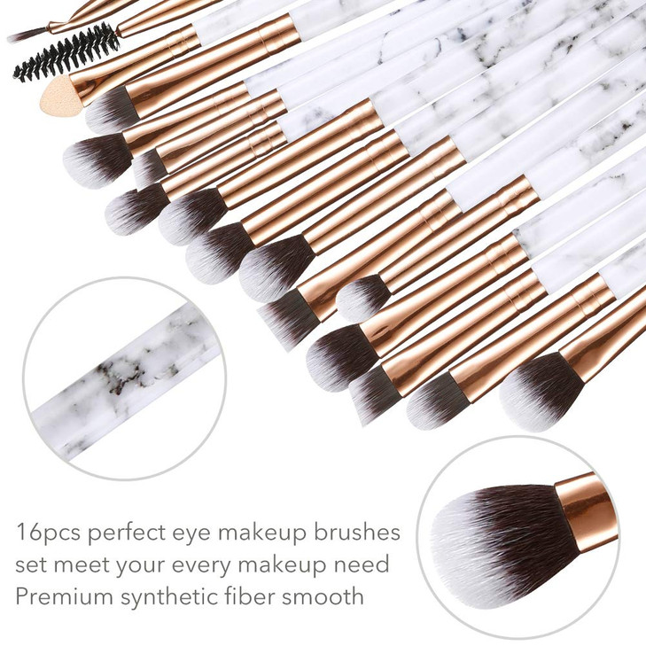 Eye Makeup Brushes DUAIU 16Pcs Eyeshadow brushes Eyebrow Eyeliner Blending Brush Premium Synthetic Marble Handle Brushes