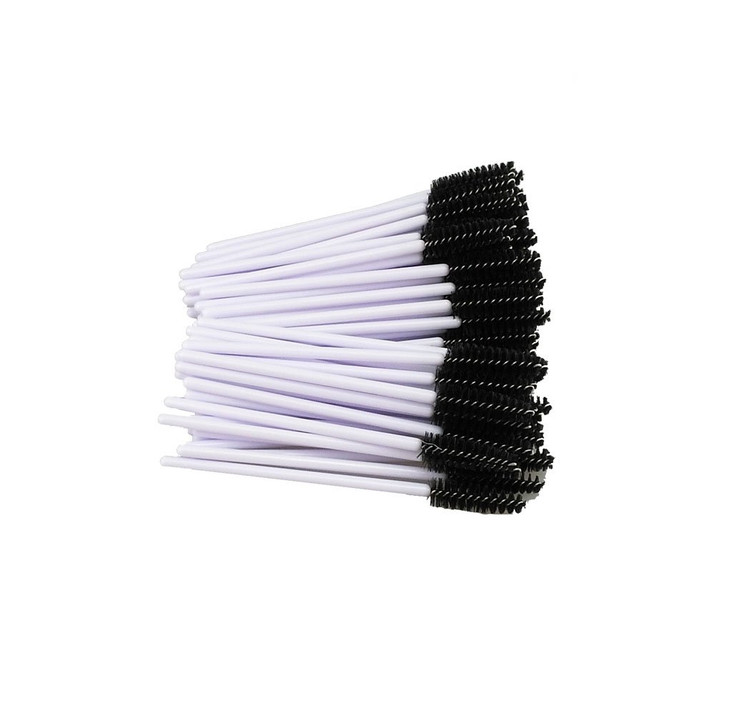 Yueton Pack of 100 Disposable Eyelash Brushes Wands Mascara Applicator WhiteBlack