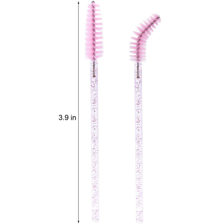 Tbestmax 200 Disposable Eyelash Brush Mascara Wands Spoolies for Eye Lashes Extension Eyebrow and Makeup Pink