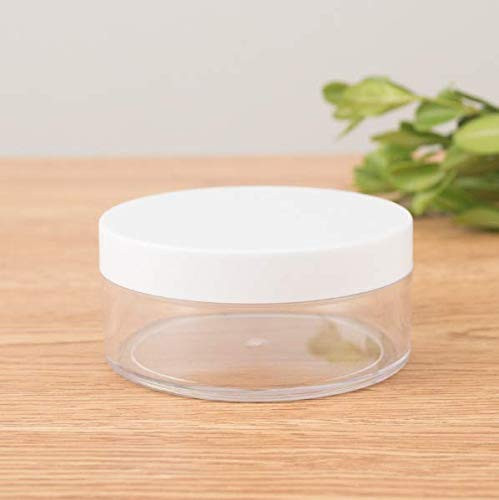 DNHCLL 2PCS 50ML Plastic Empty Clear Makeup Loose Powder Container Case Soft Sponge Powder Puff Case White Lid and Sifte