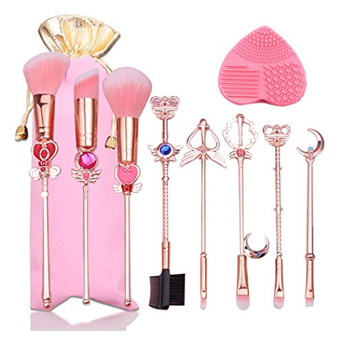 Makeup Brushed Set 8PCs Sailor Moon Magical Girl Golden Cosmetic Brush Tool Pink Eyeshadow Brushes Eyeliner Eyebrow Esse