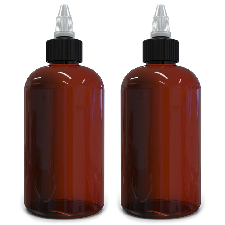 BRIGHTFROM Twist Top Applicator Bottles 8 OZ Amber Squeeze Empty Round Plastic Bottles BPAFree PET Refillable OpenClose