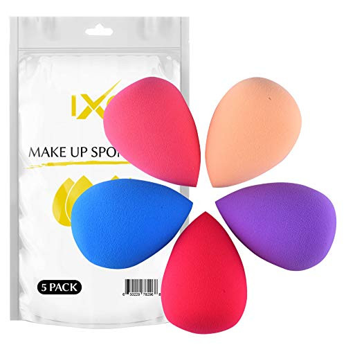 IXO Makeup Sponge Set LatexFree Versatile Makeup Blender Sponge for Liquid Cream and Powder 5 Pack