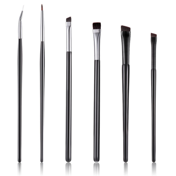 6 Pieces Eyeliner Brush Set Ultra Thin Slanted Flat Angle Eyebrow Brush Fine Point Eyeliner Brushes Goth Makeup Brushes