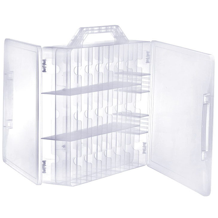 Foraineam 2 Pieces Double Side Universal Clear Nail Polish Organizer Box Nail Tools Holder Case for 48 Bottles with 8 Ad