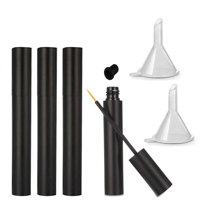 Lasenersm MatteBlack 5ml Aluminum Empty Eyeliner Tubes Refillable with 2 Mini Plastic Funnels for Eyelash Growth Liquid
