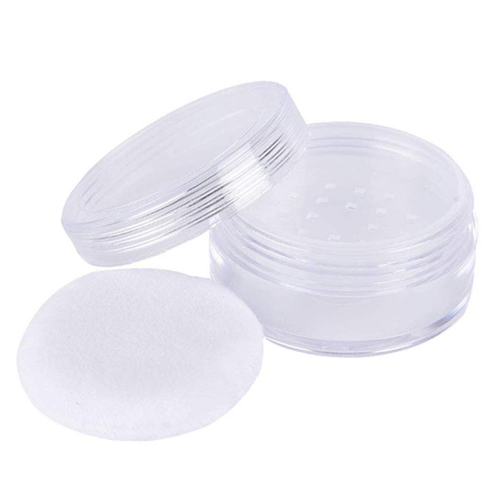 2 Pcs 50g Empty Loose Powder Case Transparent Face Powder Box Refillable Makeup Cosmetic Powder Container with Powder Pu