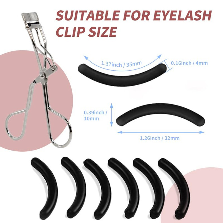 GOUWEIBA 28pcs Eyelash Curler Refill Pads Silicone Rubber Universal Eye Lash Curler Replacement with Clear Storage Box B