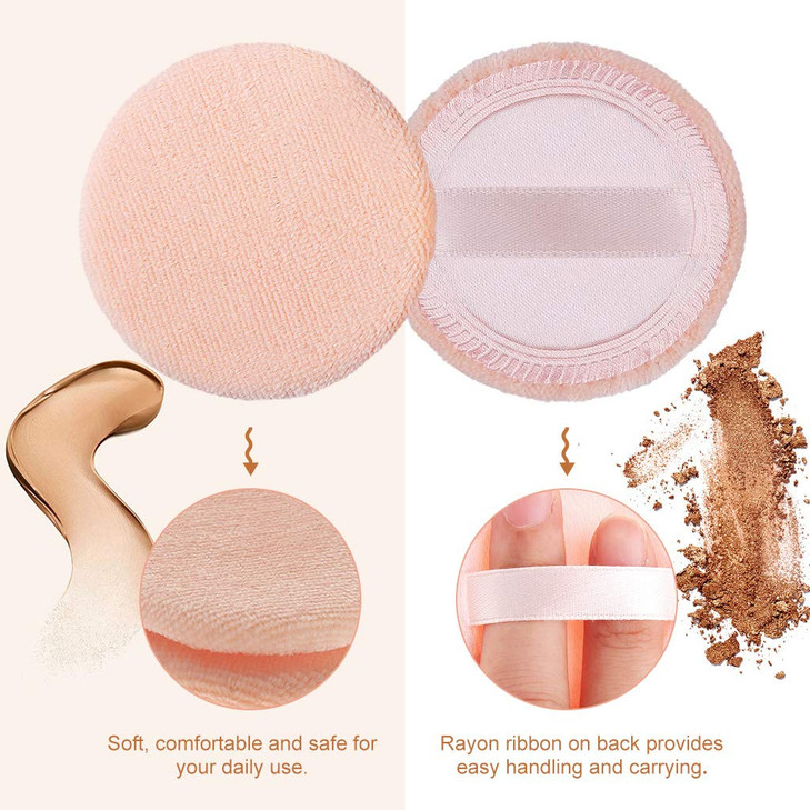 5x Powder Puff Applicator Cotton Round Makeup Powder Sponge Air Cushion Puff with Ribbon Face Powder Puffs for Loose and