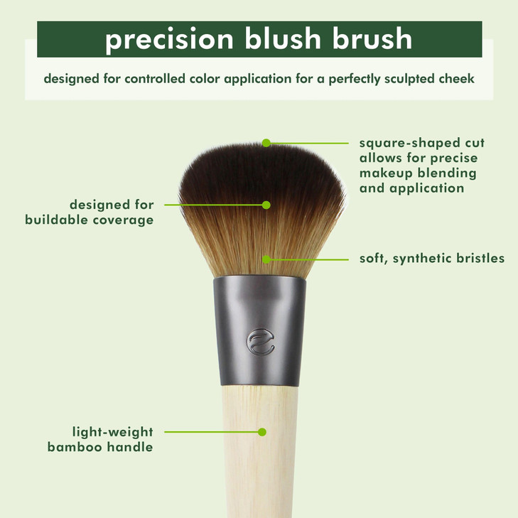 EcoTools Precision Blush Makeup Brush Cheek Blush Brush For Loose or Pressed Powder Also Works With Bronzer EcoFriendly