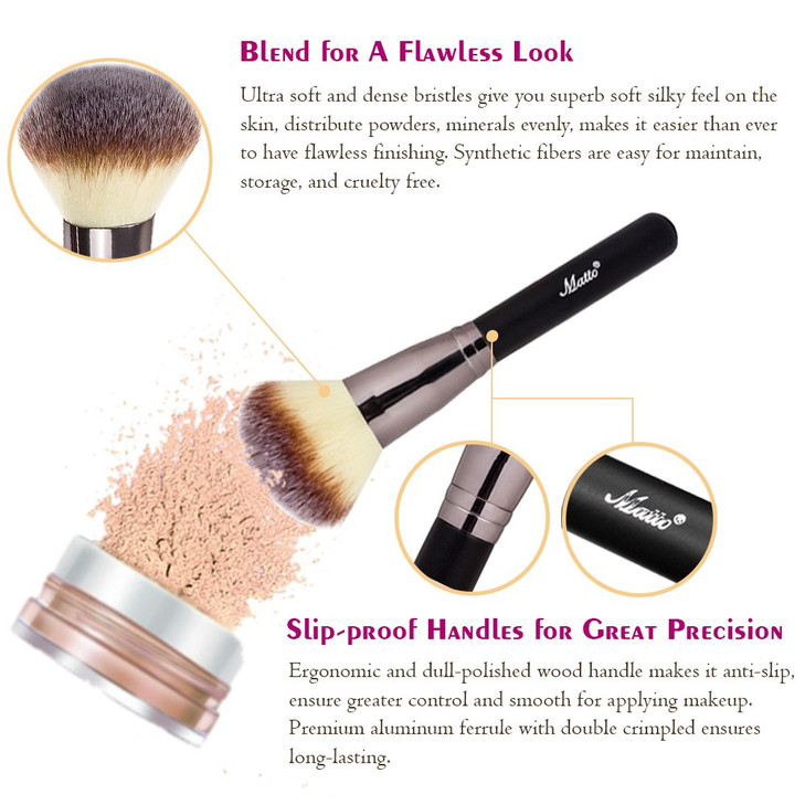 Matto Powder Mineral Brush Makeup Brush for Large Coverage Mineral Powder Foundation Blending Buffing 1 Piece