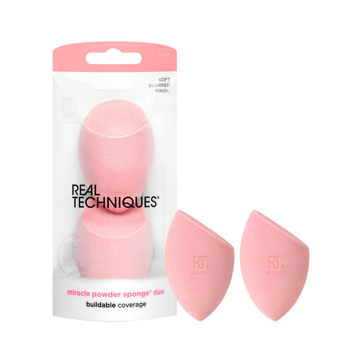 Real Techniques Miracle Powder Sponge Makeup Blending Sponge For Powder Products Set Makeup For Natural Finish Cloud Ski