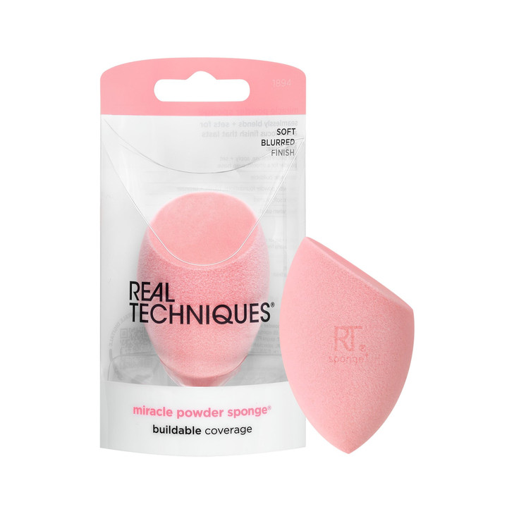 Real Techniques Miracle Powder Sponge Makeup Blending Sponge For Powder Products Set Makeup For Natural Finish Cloud Ski