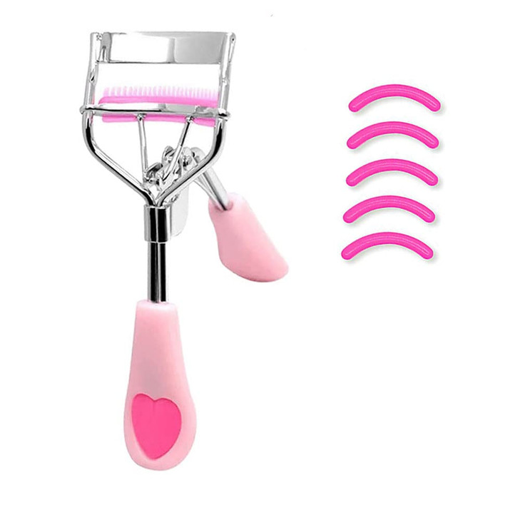 Stainless Steel Eyelash Curler with Builtin Comb Pinch PainFree Lash Curler with Brush Suitable for Any Eye Shapes and S
