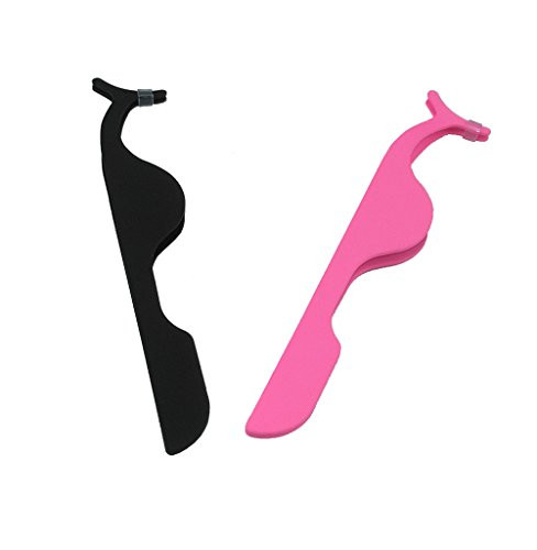 yueton Pack of 2 Stainless Steel False Eyelashes Extension Applicator Tool Fish Tail Clip Auxiliary Clip Tweezers Nipper