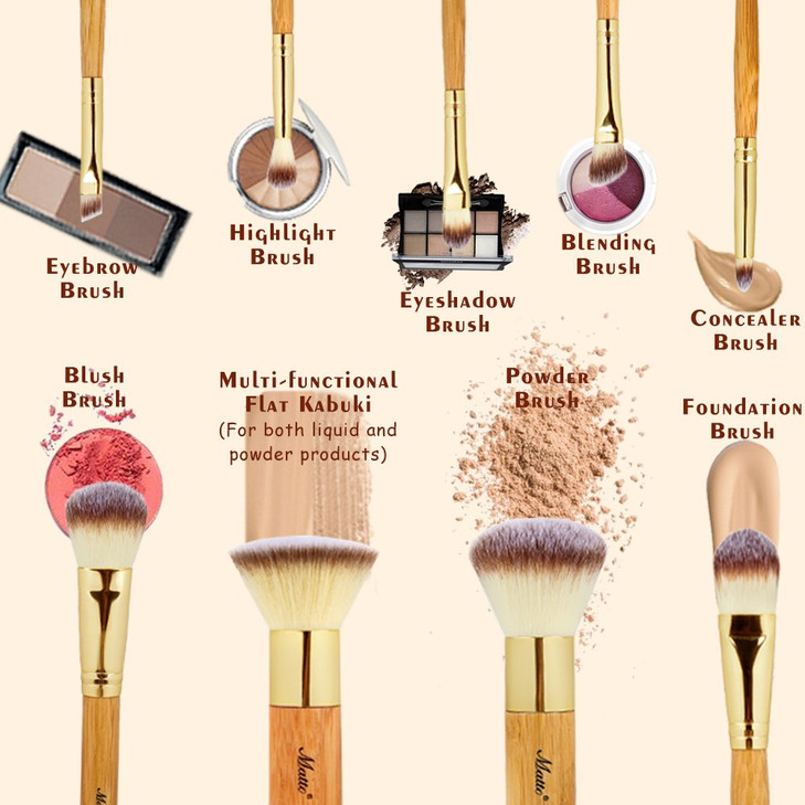 Matto Makeup Brushes 9Piece Makeup Brush Set Foundation Brush with Travel Makeup Bag