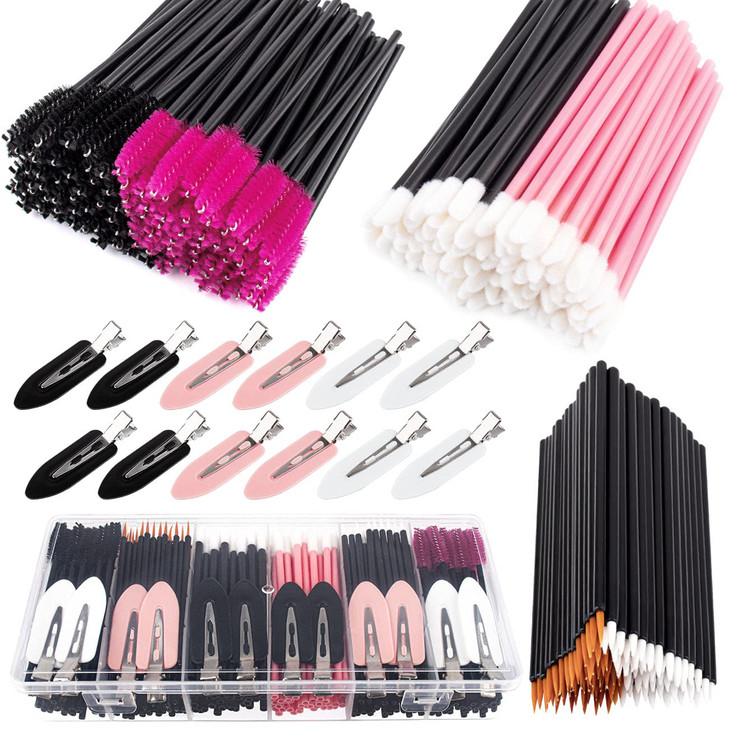 283 Pieces Makeup tools Kit Includes Plastic storage Organizer Box Hair Clips Eyeliner Brushes Mascara Wands and Lipstic