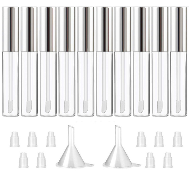 GTHER 10PCS 10ML Empty Lip Gloss Containers Tube with Wand Refillable Lip Balm Bottles Lipstick Sample Container and Fun
