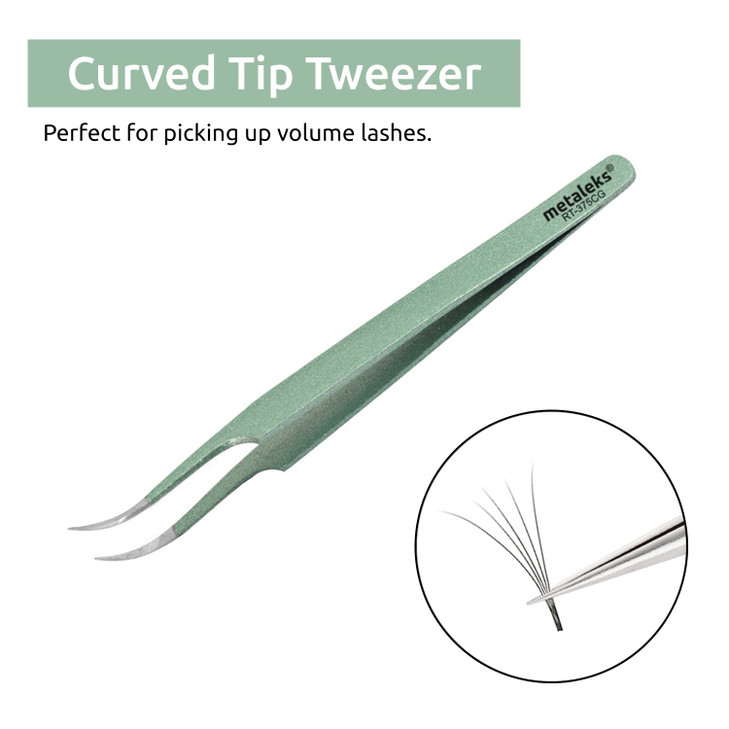 Eyelash Extension Tweezer Curved Tip