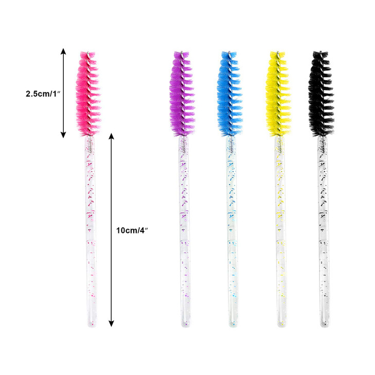 200 PCS Disposable Crystal Eyelash Mascara Brushes Wands for Eye Lash Extension Eyebrow and Makeup Black